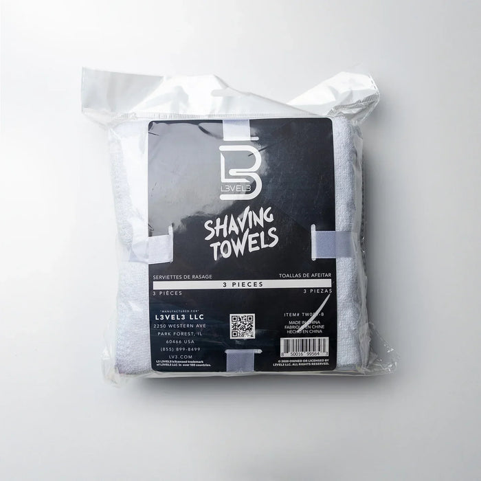 L3VEL3 White Shaving Towels -3 Pack