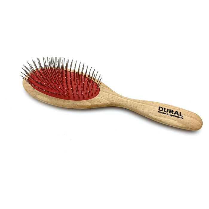 Brosse à cheveux Dural pour le coiffage et l'entretien, coussin en caoutchouc avec broches en acier, sans pointes sphériques, bois de hêtre