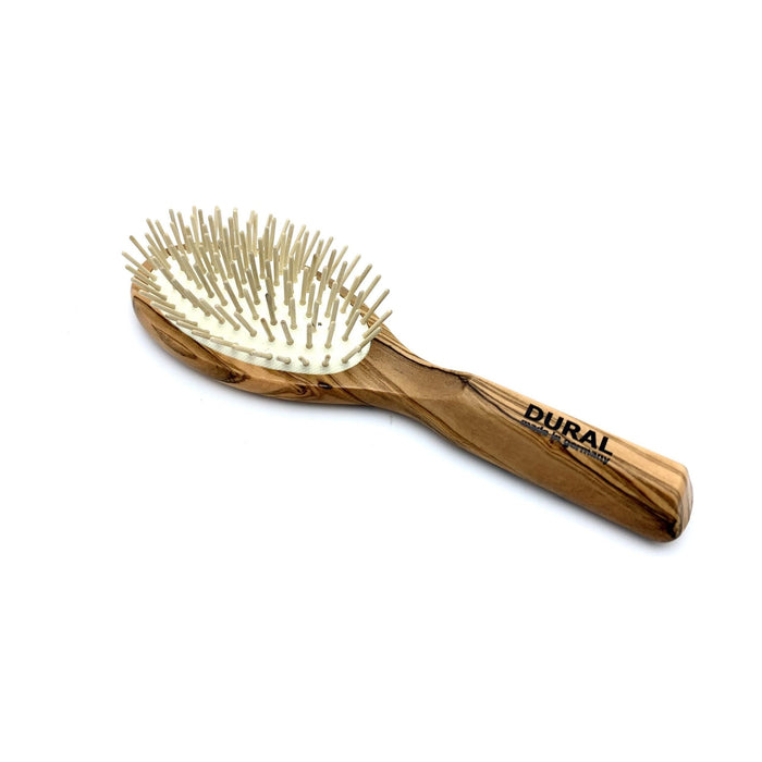 Brosse à cheveux Dural pour le coiffage et l'entretien, coussin en caoutchouc avec épingles en bois, bois d'olivier