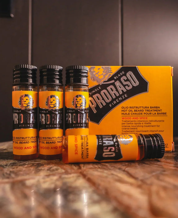 Proraso Hot Oil Beard Treatment, Wood & Spice 4x0.6 oz