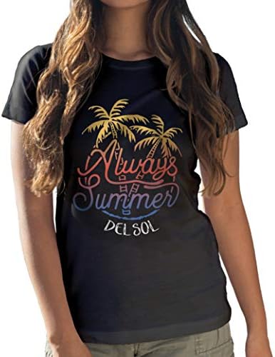 Women Crew Tee - Always Palms - Noir par DelSol pour Femme - 1 Pc T-Shirt (Petit)