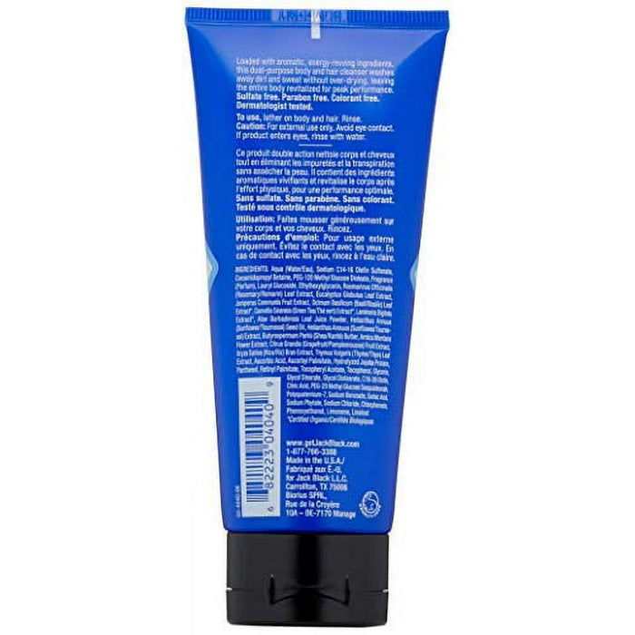 Limpiador energizante Turbo Wash para cabello y cuerpo de Jack Black para hombres - Gel de baño de 10 oz