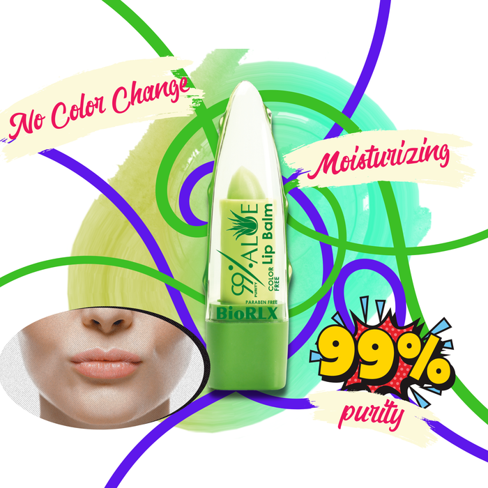 BioRLX 99% Purity Aloe Vera Color Free Lip Balm