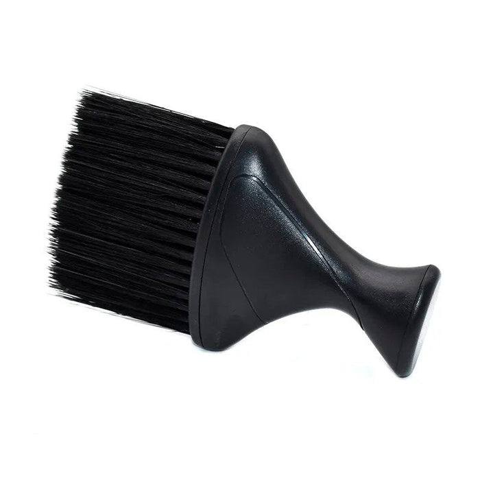 Plumeau pour le cou, manche en plastique, fibre de Nylon noir, brosse à poussière douce pour coupe de cheveux