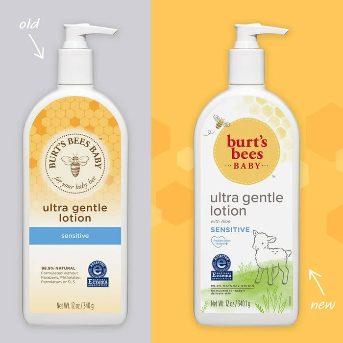 Loción ultra suave para bebés - Aloe de Burts Bees para niños - Loción corporal de 12 oz