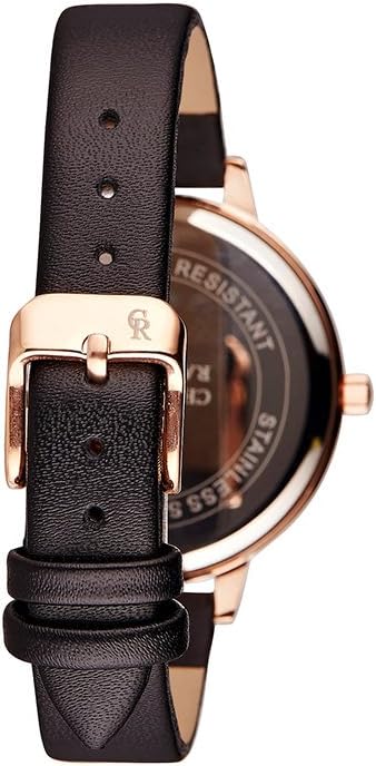 CRR003 La Romance - Rose Gold/Black Leather Strap Watch by Charlotte Raffaelli for Women - 1 Pc Watch