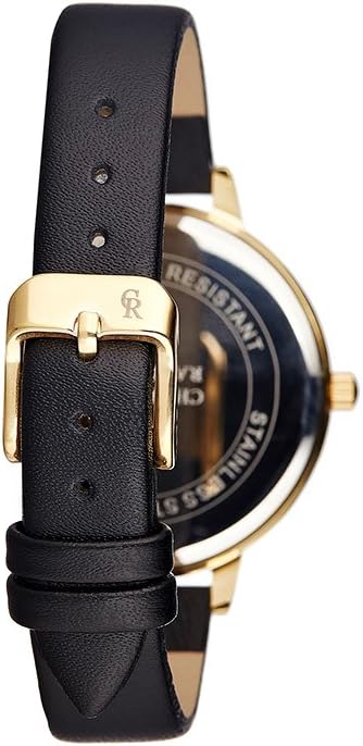 CRF008 La Florale - Gold/Black Leather Strap Watch by Charlotte Raffaelli for Women - 1 Pc Watch