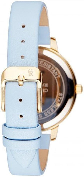 CRB011 La Basic - Gold/Light Blue Leather Strap Watch by Charlotte Raffaelli for Women - 1 Pc Watch