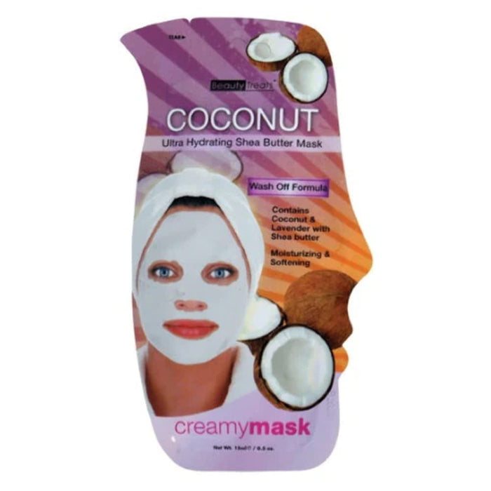 BEAUTY TREATS Masque hydratant ultra hydratant au beurre de karité à la noix de coco - Boîte de présentation 24 pièces 