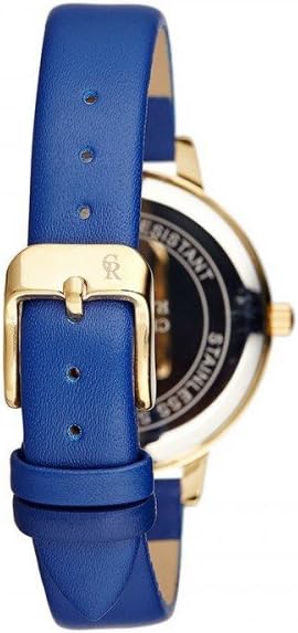 CRB008 La Basic - Gold/Blue Leather Strap Watch by Charlotte Raffaelli for Women - 1 Pc Watch