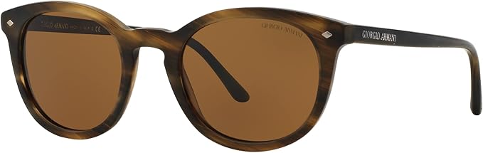 GA AR 8060 5405-57 Frames Of Life - Striped Matte Dark Brown-Brown Polarized by Giorgio Armani for Men - 50-21-145 mm Sunglasses