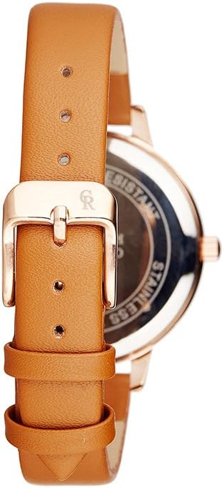 CRB003 La Basic - Rose Gold/Brown Leather Strap Watch by Charlotte Raffaelli for Women - 1 Pc Watch