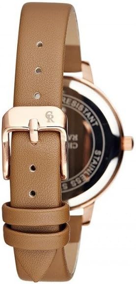 CRB015 La Basic - Rose Gold/Brown Leather Strap Watch by Charlotte Raffaelli for Women - 1 Pc Watch