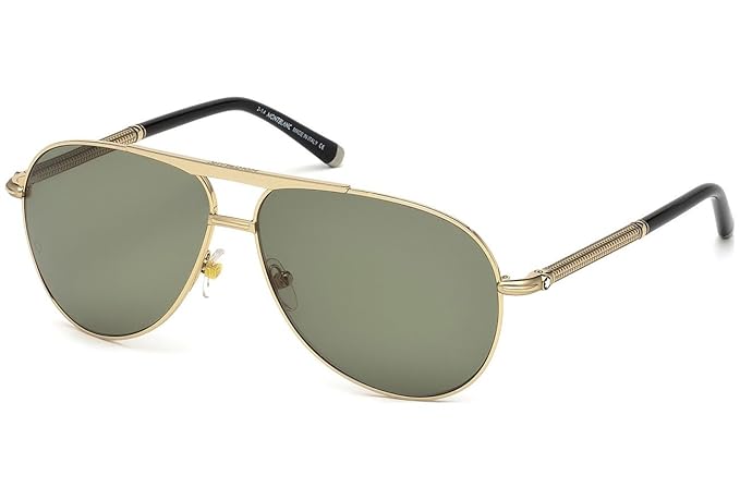 Mont Blanc MB517S 28R - Rose Gold-Green Polarized by Mont Blanc for Men - 62-12-140 mm Sunglasses