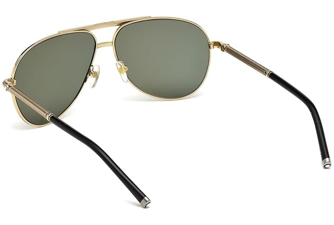 Mont Blanc MB517S 28R - Rose Gold-Green Polarized by Mont Blanc for Men - 62-12-140 mm Sunglasses