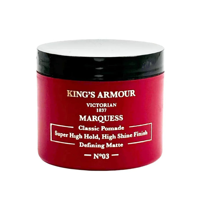 King's Armour Marquess Classic Pomade – Super High Hold, High Shine Finish, Water-Based Formula for Easy Washout, Long-Lasting Control & Sleek Styling – 110 ml (3.72 Fl Oz)