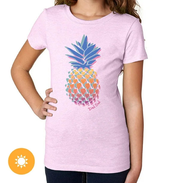 Girls Crew Tee - Pineapple Love - Lilac by DelSol for Women - 1 Pc T-Shirt (YM)