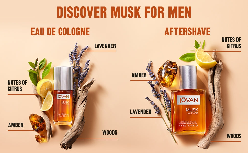 Jovan Musk de Jovan para hombres - Colonia para después del afeitado de 8 oz