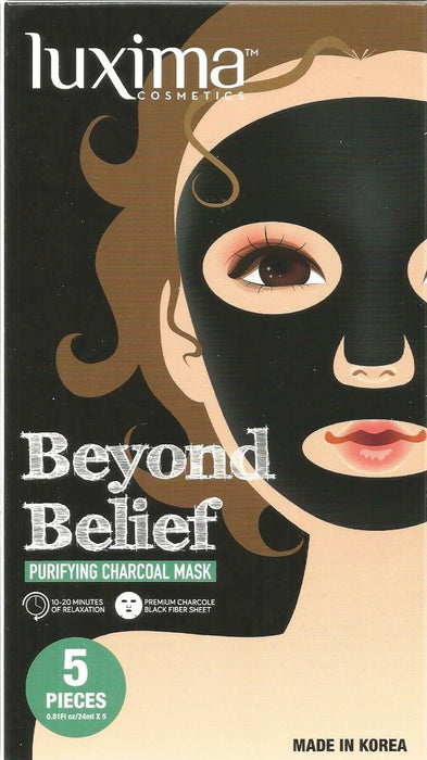 LUXIMA Beyond Belief Purifying Charcoal Mask, Pack of 5