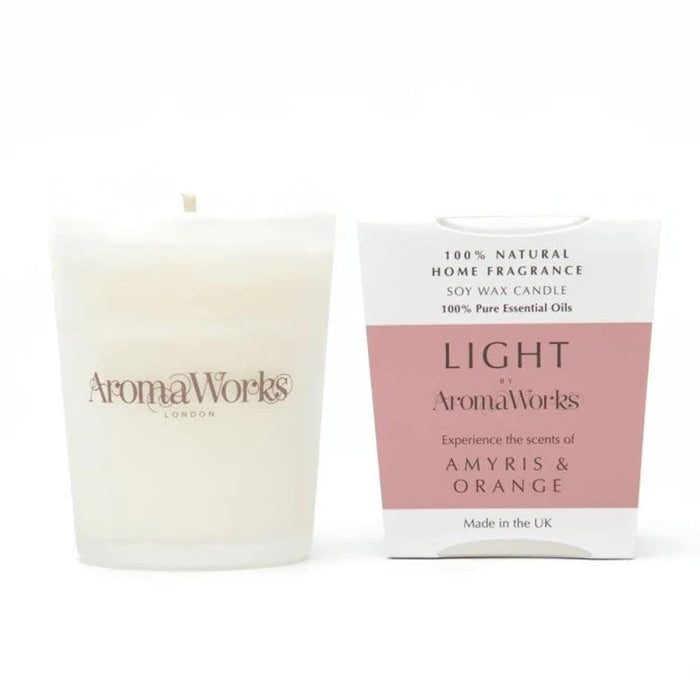 Light Candle Small - Amyris and Orange by Aromaworks for Unisex - 2.65 oz Candle