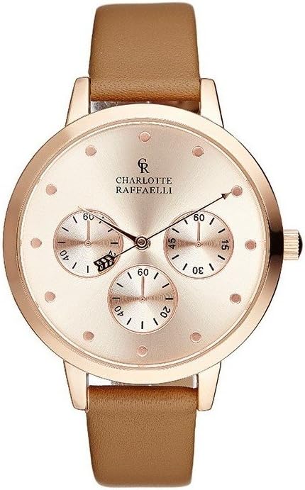 CRB015 La Basic - Rose Gold/Brown Leather Strap Watch by Charlotte Raffaelli for Women - 1 Pc Watch