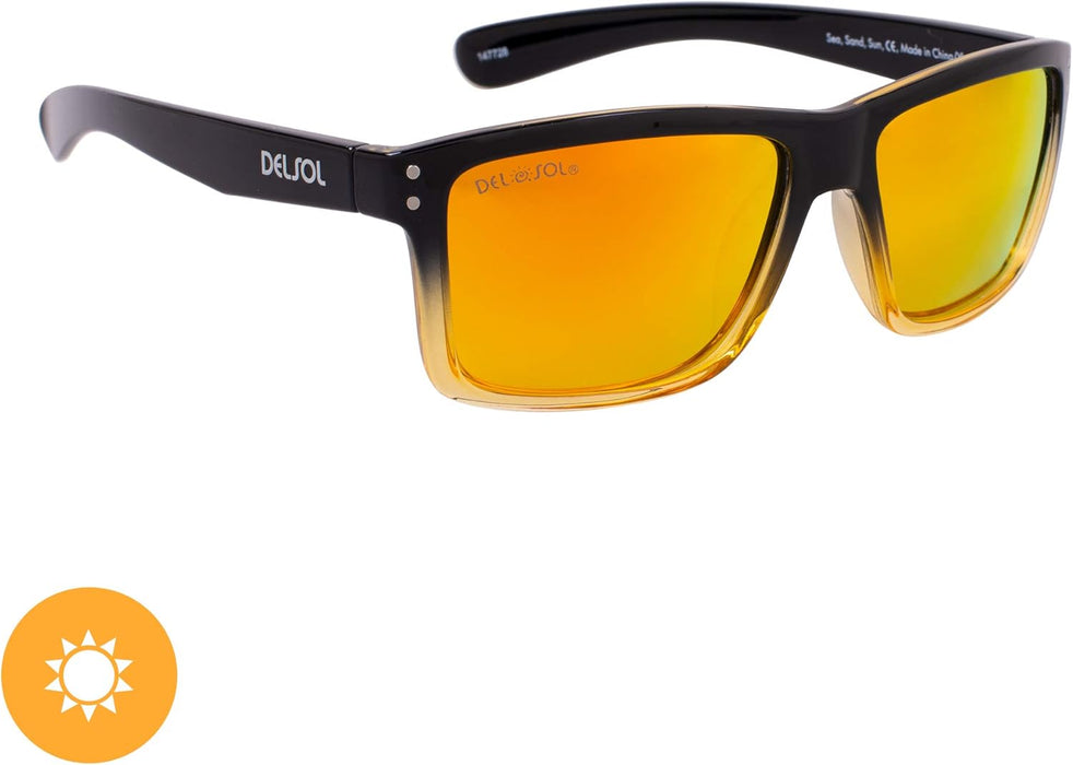 Solize Sea Sand Sun - Black and Clear to Yellow by DelSol for Unisex - 1 Pc Sunglasses