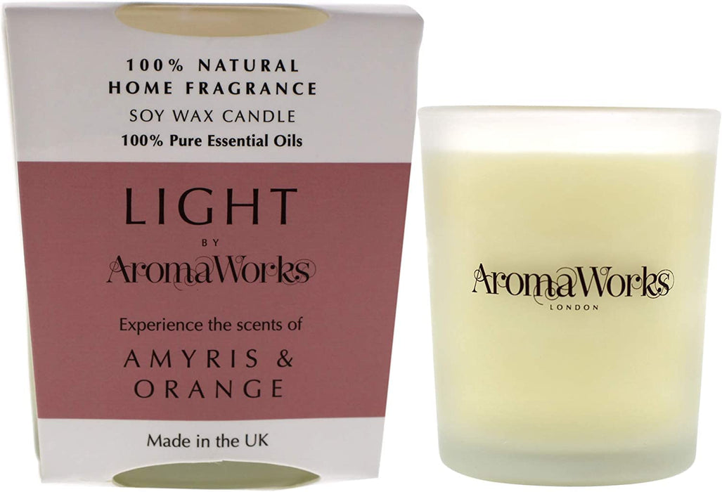 Light Candle Small - Amyris and Orange by Aromaworks for Unisex - 2.65 oz Candle