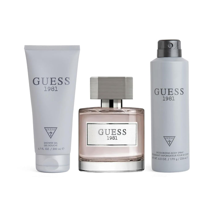 Guess 1981 by Guess for Men - 3 Pc Gift Set 3.4oz EDT Spray, 6oz Deodorant Body Spray, 6.7oz Shower Gel