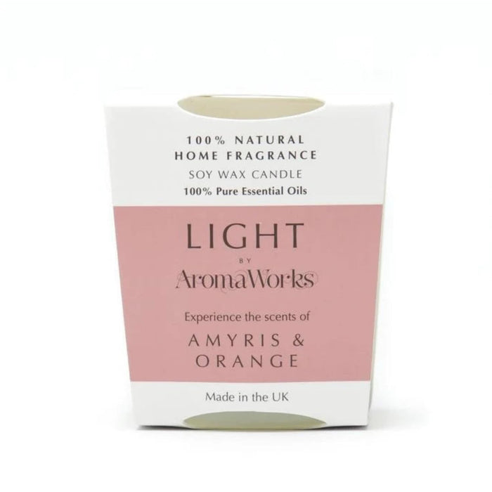 Light Candle Small - Amyris and Orange by Aromaworks for Unisex - 2.65 oz Candle