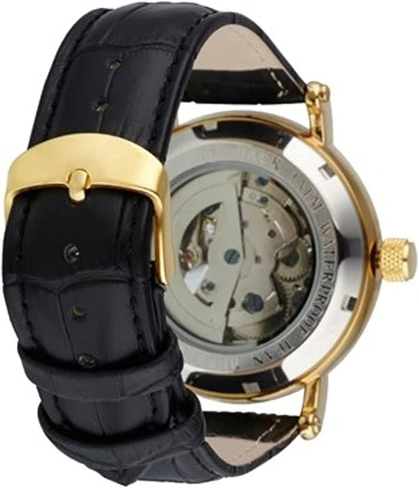 REDS27 Gold/Black Leather Strap Watch by Jean Bellecour for Men - 1 Pc Watch