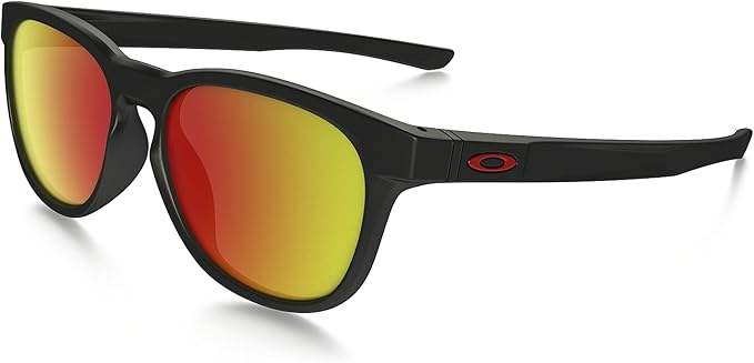 Oakley Stringer 009315-09 - Matte Black-Ruby Red Iridium by Oakley for Men - 55-16-145 mm Sunglasses