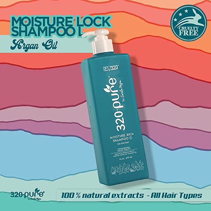 Rev320 Pure Combo Set, shampooing riche en humidité, revitalisant Moisture Lock, smoothie et huile de buriti luminescence