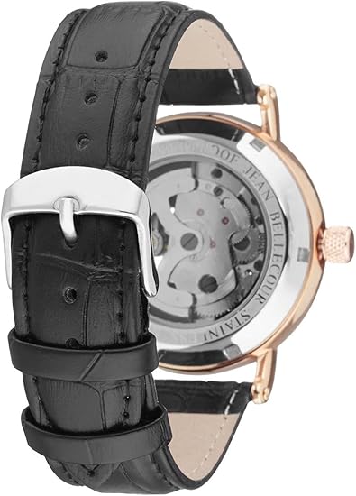 REDS26 Rose Gold/Black Leather Strap Watch by Jean Bellecour for Men - 1 Pc Watch