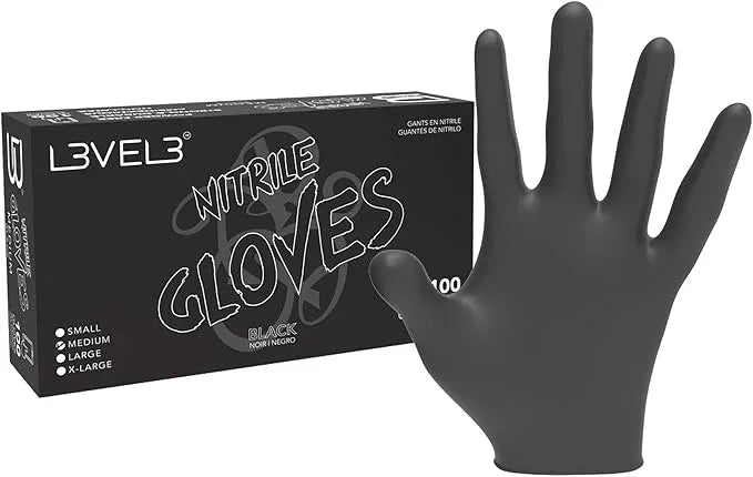 L3VEL3 Professional Nitrile Gloves Black - 10 Pack, 1000 ct