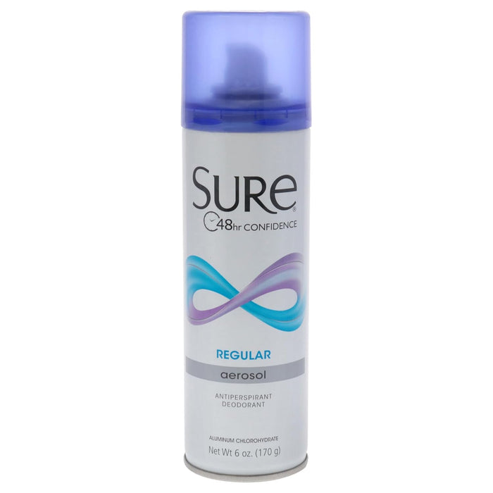 Desodorante y antitranspirante con aroma regular en aerosol de Sure para unisex - Desodorante en spray de 6 oz - Paquete de 6