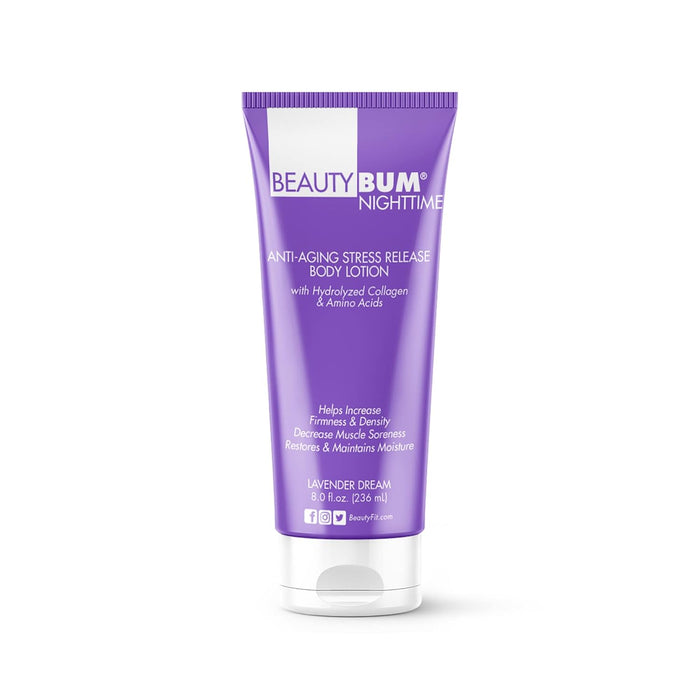 Loción corporal antienvejecimiento antiestrés BeautyBum NightTime - Lavender Dream de BeautyFit para mujeres - Loción corporal de 8 oz