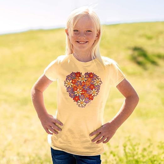 T-shirt ras du cou pour enfants - I Heart Flowers par DelSol pour enfants - T-shirt 1 pièce (YXS)