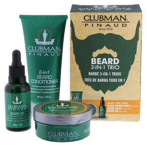 CLUBMAN Beard 3 in 1 Trio - Baume à barbe, huile et après-shampooing 2 en 1