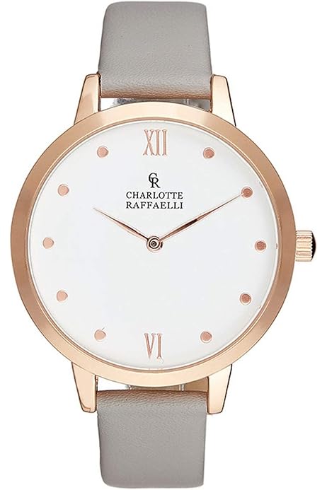 CRB009 La Basic - Rose Gold/Grey Leather Strap Watch by Charlotte Raffaelli for Women - 1 Pc Watch