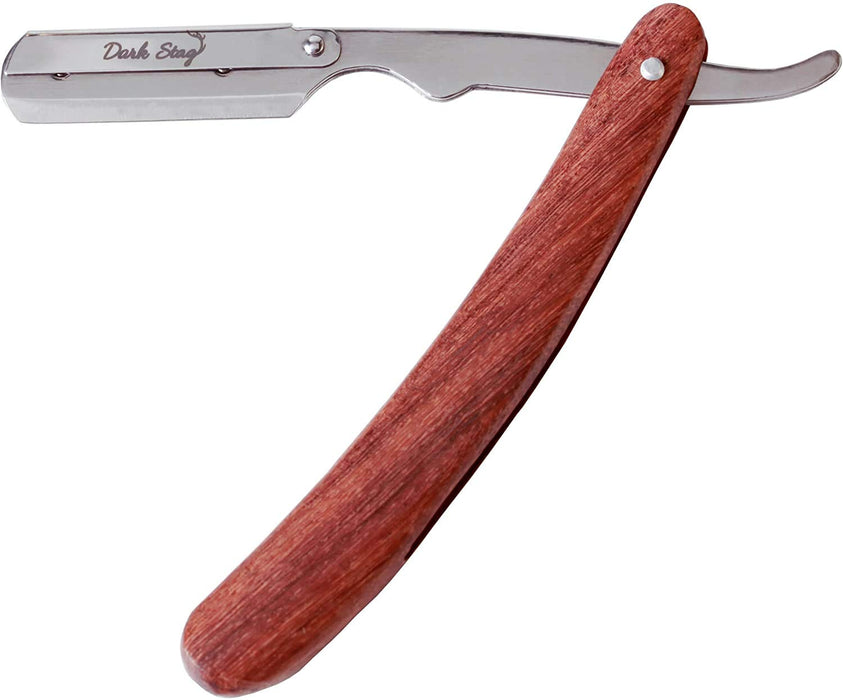 Dark Stag Straight Replaceable Blade Shaving Razor with Wooden Handle (Blade Not Included)