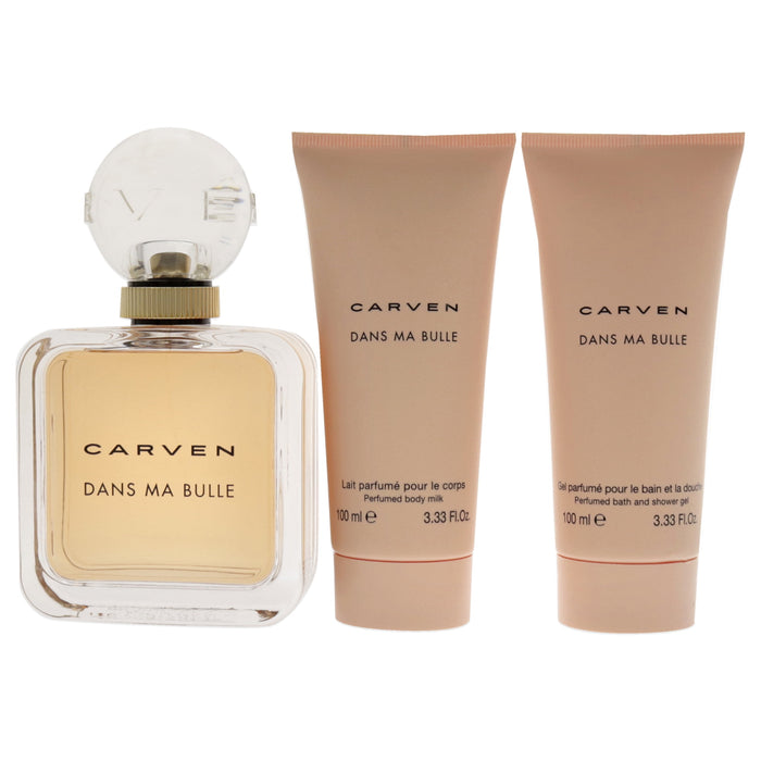 Dans Ma Bulle de Carven pour femme - Coffret 3 pièces Spray EDP 3,3 oz, Lait corporel 3,3 oz, Gel douche 3,3 oz