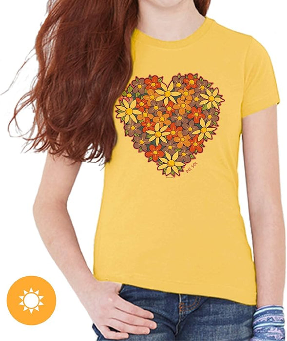 T-shirt ras du cou pour enfants - I Heart Flowers par DelSol pour enfants - T-shirt 1 pièce (YXS)