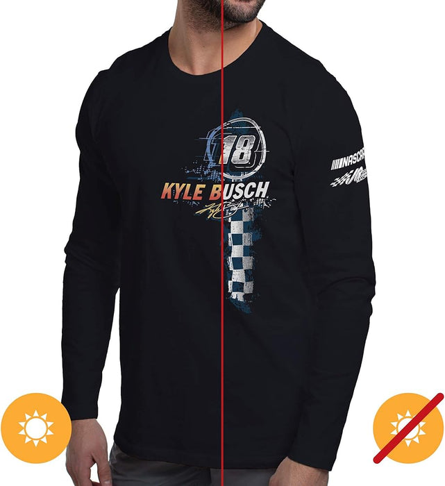 NASCAR T-shirt classique à manches longues pour homme – Kyle Busch – 8 Noir par DelSol pour homme – T-shirt 1 pièce (2XL)