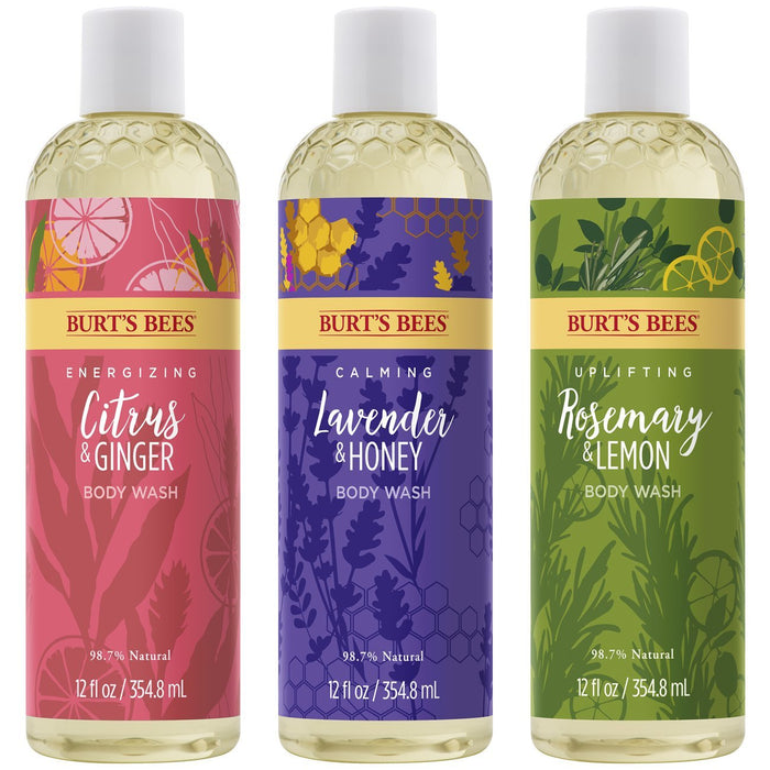 Gel de baño energizante con cítricos y jengibre de Burts Bees para mujeres - Gel de baño de 12 oz - Paquete de 3