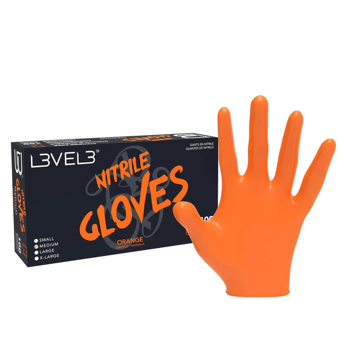 L3VEL3 Professional Nitrile Gloves Orange - 10 Pack, 1000 ct