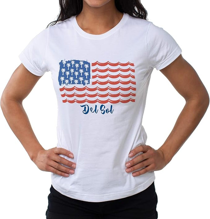 Classic Crew Tee - Tropical Americana-White par DelSol pour femme - T-shirt 1 pièce (moyen)