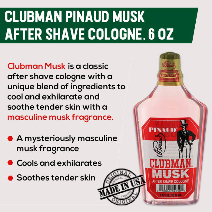 CLUBMAN Musk After Shave Cologne, 6 oz