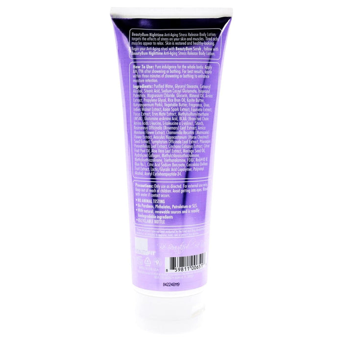 Loción corporal antienvejecimiento antiestrés BeautyBum NightTime - Lavender Dream de BeautyFit para mujeres - Loción corporal de 8 oz