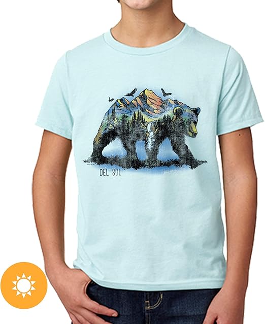 T-shirt ras du cou pour enfants - Scène d'ours - Bleu glacier par DelSol pour enfants - T-shirt 1 pièce (YXS)