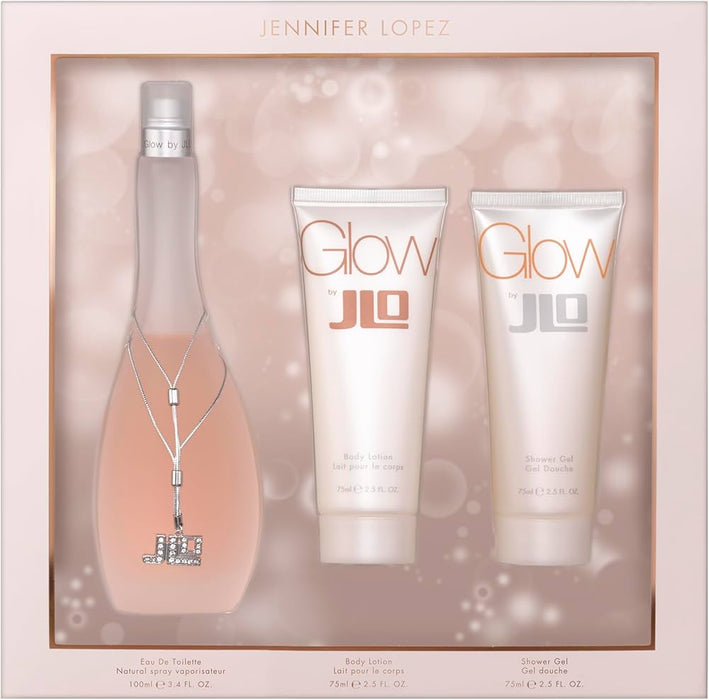 Glow by Jennifer Lopez for Women - 3 Pc Gift Set 3.4oz EDT Spray, 2.5oz Body Lotion, 2.5oz Shower Gel